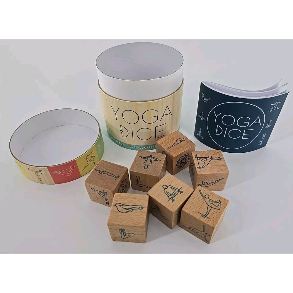 Yoga Dice 7 Wooden Dice Thousands‎ of Possible Combinations Poses Chakras Travel